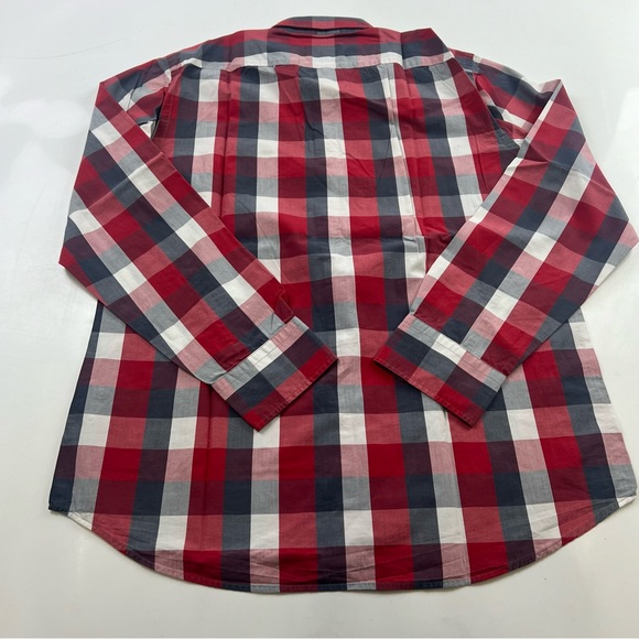 stanza men’s check red gray button down shirt 16 1/2 L20-8 - Picture 5 of 5